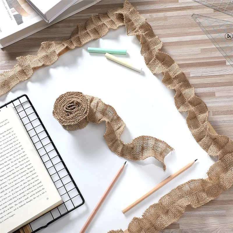 Farmhouse Style Ruffled Bulletin Board Border Strips- 6 Rolls Of Burlap For Classroom Decoration
