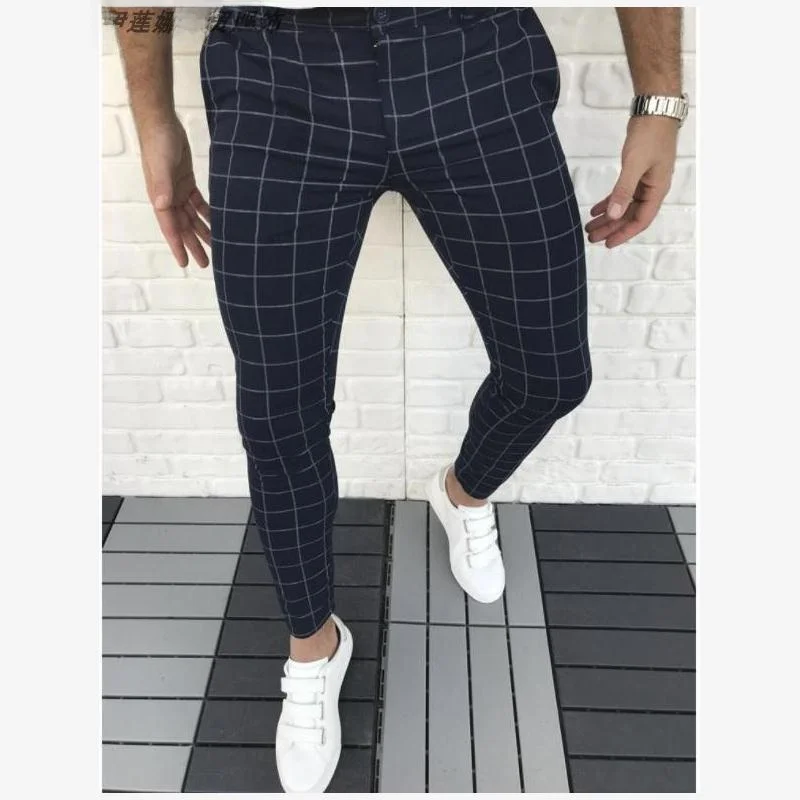 

Men's Casual Plaid Pants mid Waist Slim Fit Long Trousers Youthful Vitali Sle All Season Lightweight Slightly Stretchy