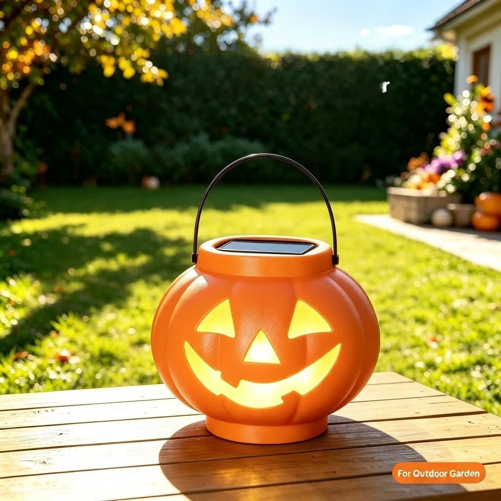 Waterproof Solar Pumpkin Lantern Decorative Portable Garden Lanterns Solar Powered Halloween Pumpkin Solar Lantern Backyard