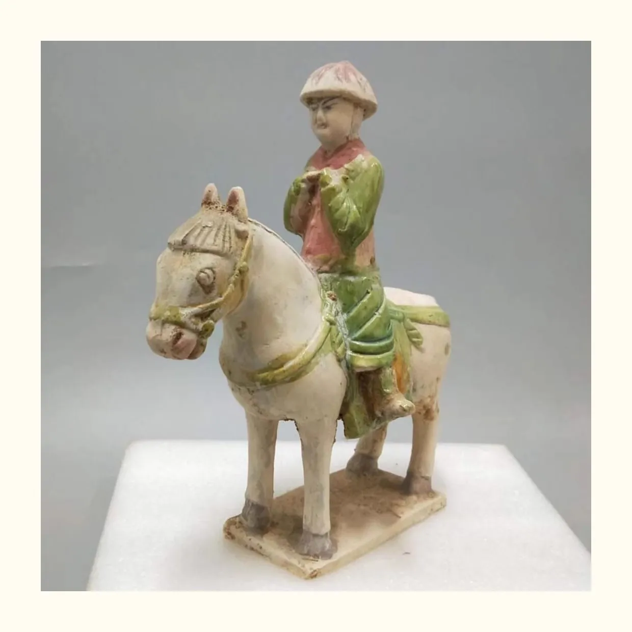 Antique pottery statue,knight on horseback sculpture ,hand painting,furnishing collection&adornment,free shipping