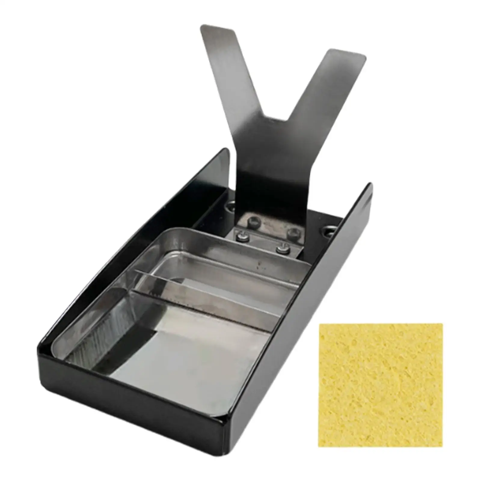 محطة دعم حامل حديد اللحام الكهربائي، قاعدة ثابتة مدمجة مع دعامة إسفنجية لصيانة مكتب الورشة DIY