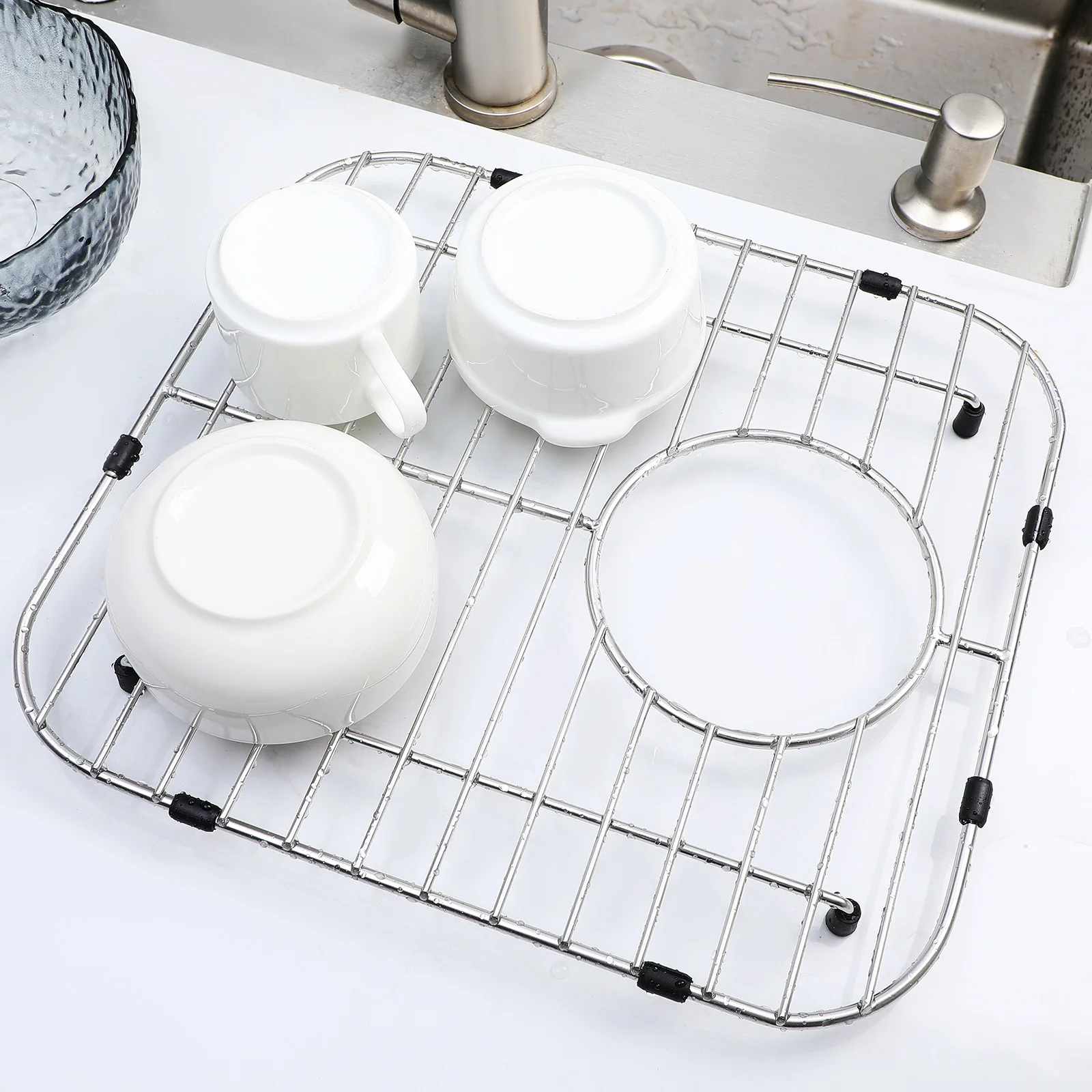 

2 Pcs Bottom Dish Grid Farm Sink Rack for of Kitchen Protector Grate Farmhouse Drying