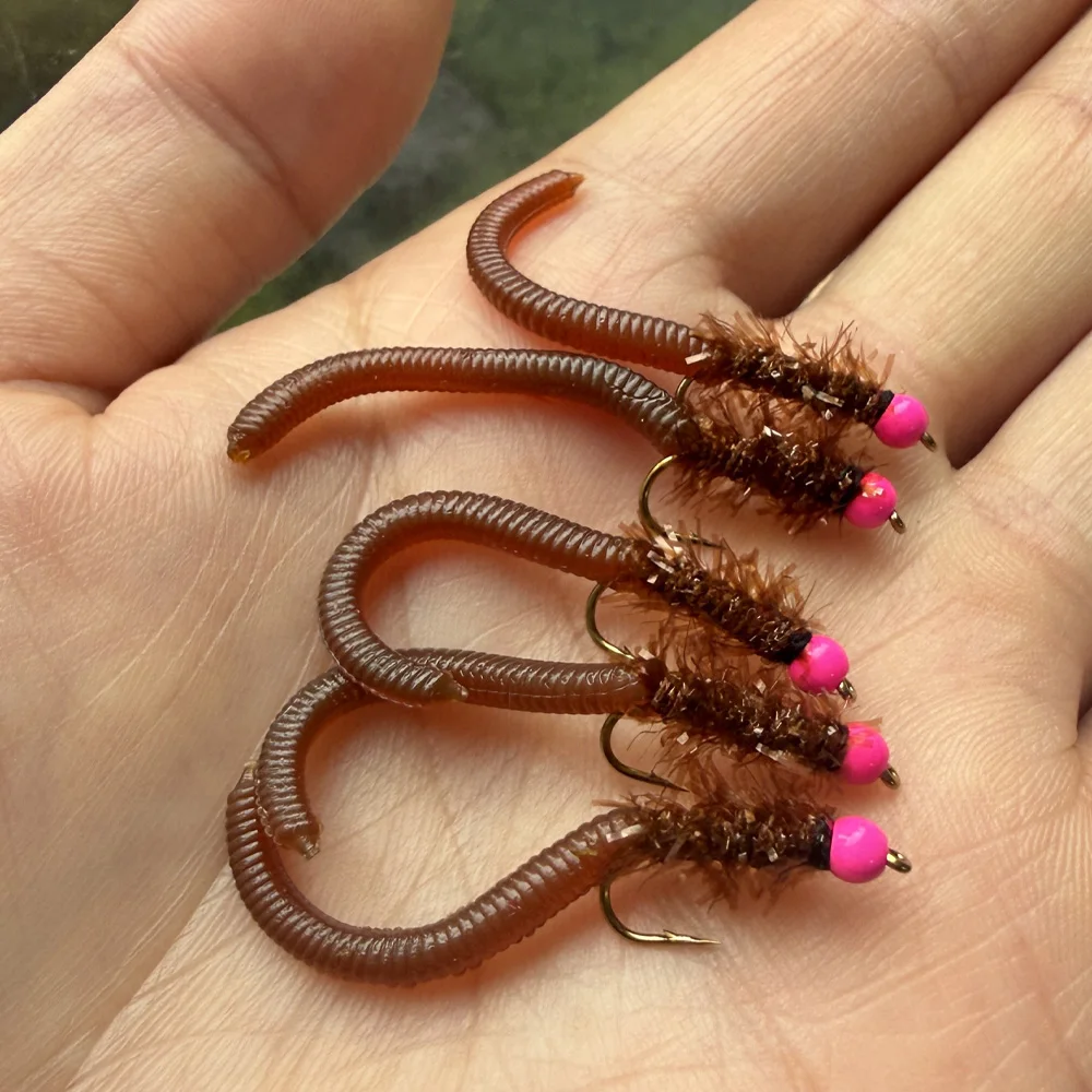 8 # 10 # Fliegenfischen Fliegen Erdwurm Weichköder Sinkender Künstlicher Angelköder für Forelle Barsch Flachfisch Würmer Weiche Angelköder Fliegenköder – Detail 7