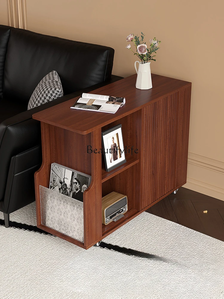 American Retro Style Side Table Mini Movable Narrow Edge Side Cabinet 2023 New Chinese Style