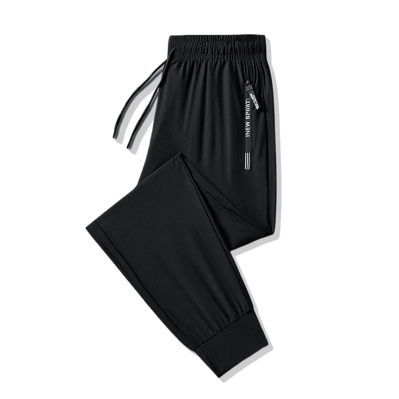 

Мужские летние дышащие брюки с эффектом охлаждения, впитывающие пот, быстросохнущие, прямого кроя, для активного отдыха, спорта и повседневной носки, из ледяного шелка, с завязками на щиколотках