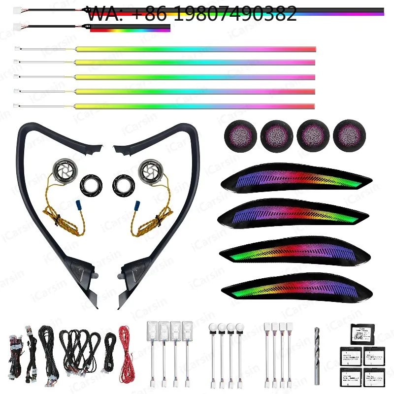 256 Color Symphony F30 Full Trim LED Atmosphere Lamp, Dynamic Interior Ambient Strip Fit 2013-2019 F30 F35 Sedan Dashboard Decor