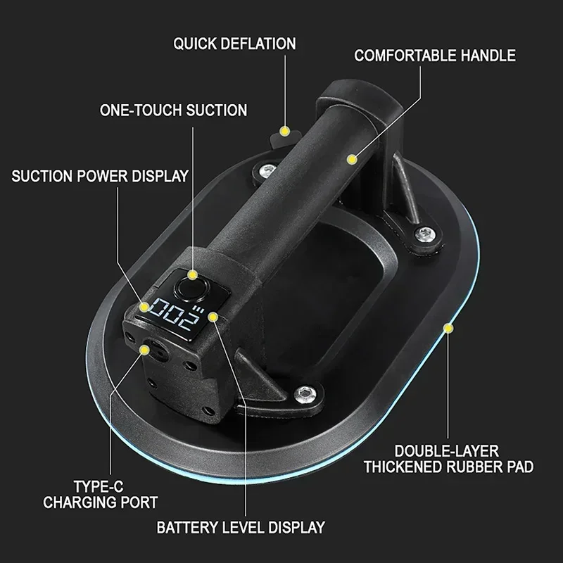 Electric Suction Cup Rubber Disc Suction Force 200 Kg Automatic Air Vacuum Pump Strong Suction Cup Handling Lifting Power Tools