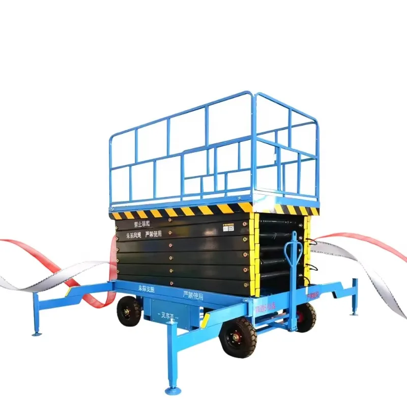 High Stability Electric Towable Scissor Lift 8m 10m Hydraulic Mobile Platform Industrial Maintenance Repair High-Strength Steel