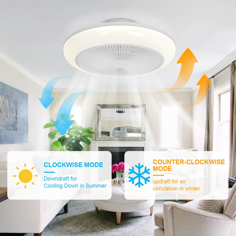 New Cool Ceiling Fan with LED Lighting Remote Control 6-speed Silent Sealed Electric Fan Safe and Energy-saving Home Lamp