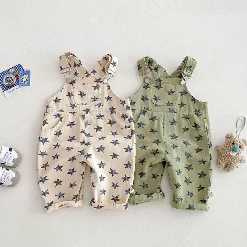 

New Spring Kids Overall 0-5T Baby Cute Colorful Stars Trousers Children Girls Thin Style Cargo Pants