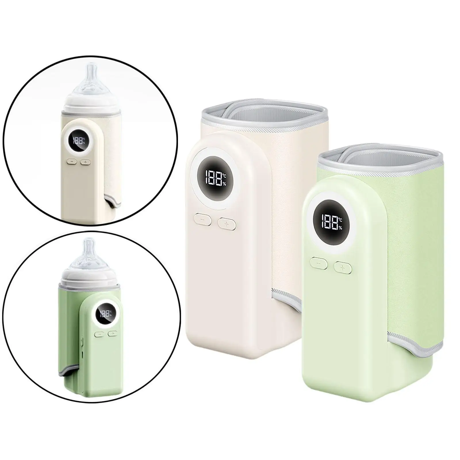 Babyflaschenwärmer, vielseitig einsetzbar, PU-Leder, USB-Aufladung, Milchflaschenheizung für den täglichen Gebrauch, Picknick, Ausflug, Nachtfütterung, Camping