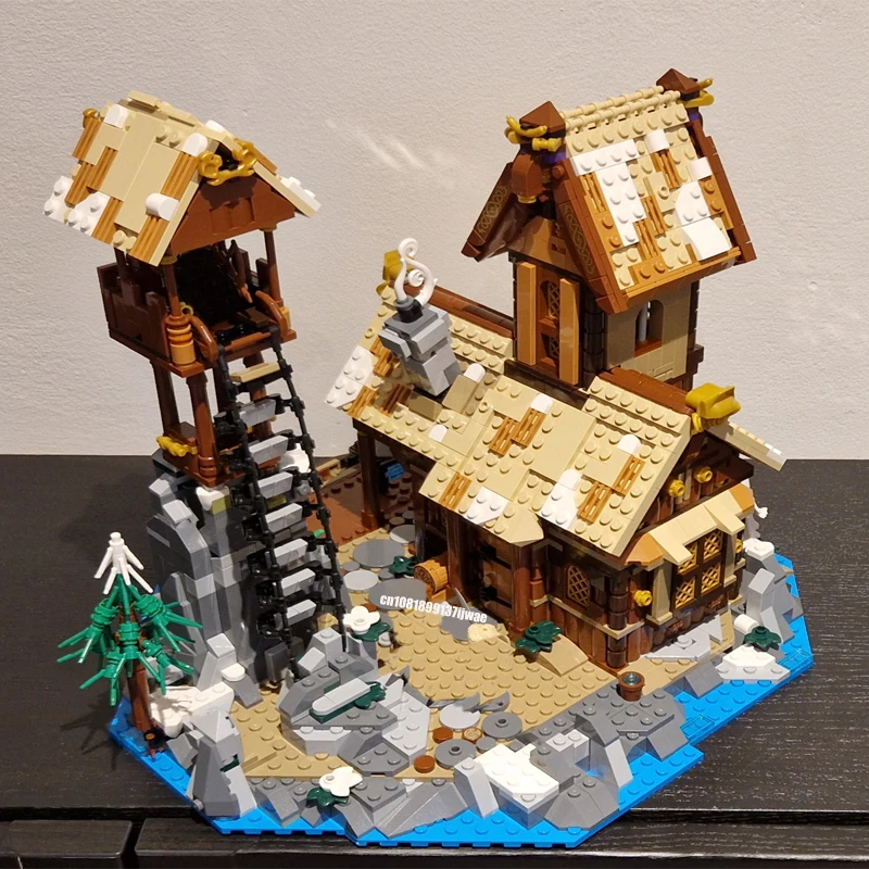 Nuovo 1837 pz europeo medievale Street View Viking Port House modello fai da te idee creative giocattolo per bambini regalo Building Blocks MOC-21343