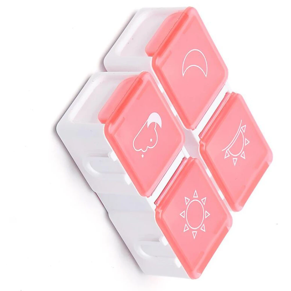 

Portable Pill Organizer 4 Compartments Durable PP Material Mini Travel Case for Everyday Vitamin Storage Pill