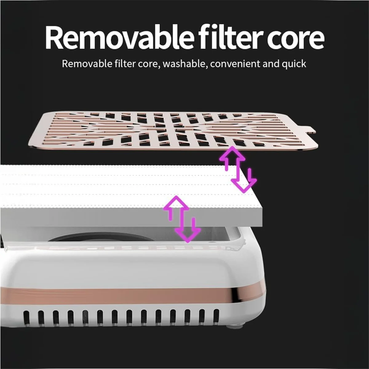 Popular_Rechargeable Nail Dust Collector Reusable Thickened Filter US Plug B