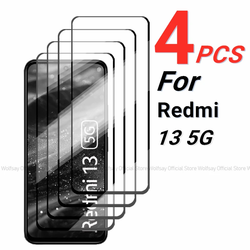 2/4PCS Tempered Glass For Xiaomi Redmi 13 5G Screen Protector Xiaomi Redmi 13 5G Full Glue Cover Phone Film Xiaomi Redmi 13 5G