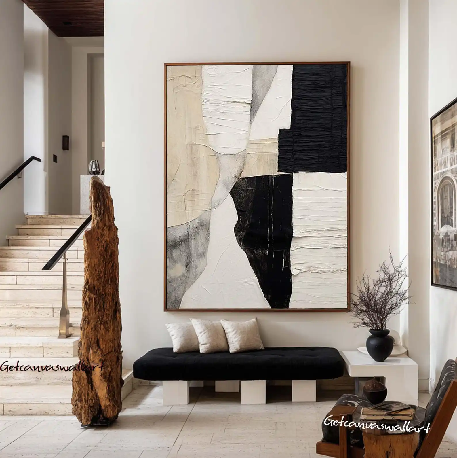 

Mhemyo Large Beige Textured Canvas Art Contemporary Abstract Hand Painted Oil Painting Wabi Sabi Style Wall Art For Living Decor
