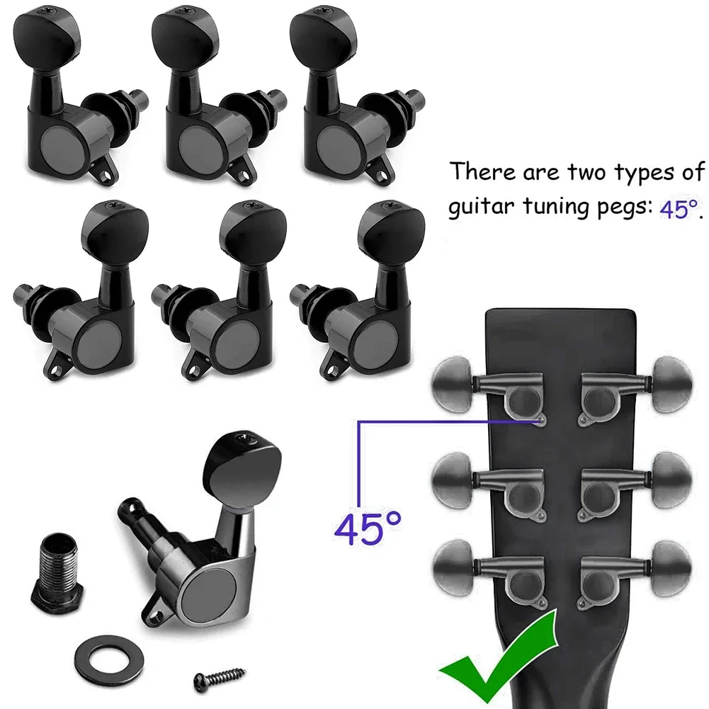 6pcs Guitar Tuning Pegs Tuner Machine Heads with Logo Tuning Peg Machine Head Black Guitar Accessories guitar tuning pegs