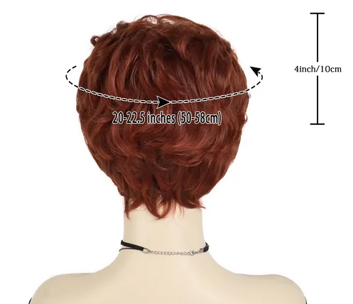 Red Hair Wigs Curly Short Synthetic Fiber Natural Wig with Bang Female Casual Hair Red Brown Auburn Mommy Wig Layered Curls Lady