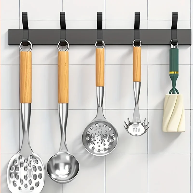 

Wall Mounted Kitchen Utensil Rack, Modern Wall Rod Storage Hook, Kitchenware Storage Rack Organizer Iron Crafts Decorative Hooks