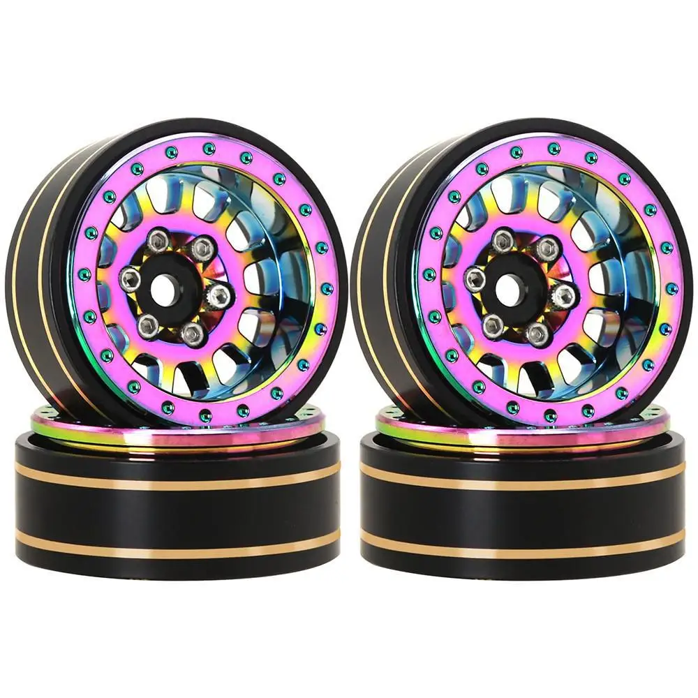 

26g Colorful Aluminum+brass 1.1" Beadlock Wheel Rims For 1/24 1/18 Rc Crawler Car Axial Scx24 Ax24 Traxxas Trx4m Fms Fcx24