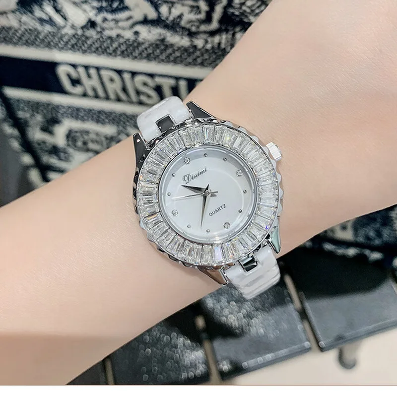 DINIMI female niche brand national watch light luxury diamond student ceramic shellfish mother wheel new lady waterproof quartz