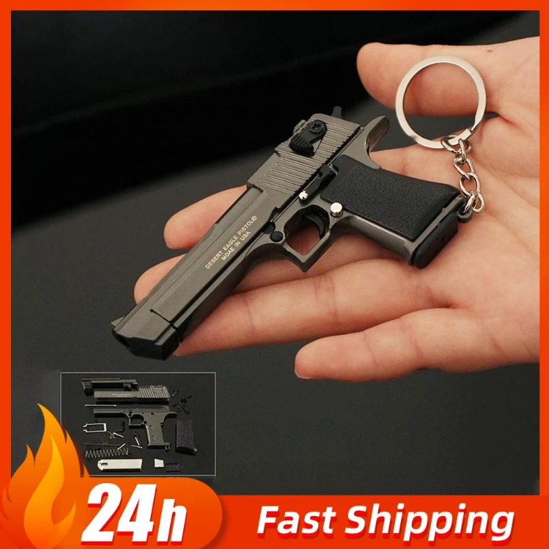 

Desert Eagle keychain Mini Small Guns Hanging 1:3 Metal Realistic toy gun model Detachable Version Backpack Ornament Boy Gifts