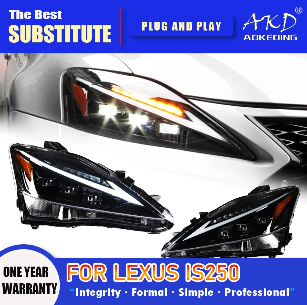 AKD Head Lamp for Lexus is250 LED Headlight 2006-2012 Headlights is300 is350 DRL Turn Signal High Beam Angel Eye Projector Lens