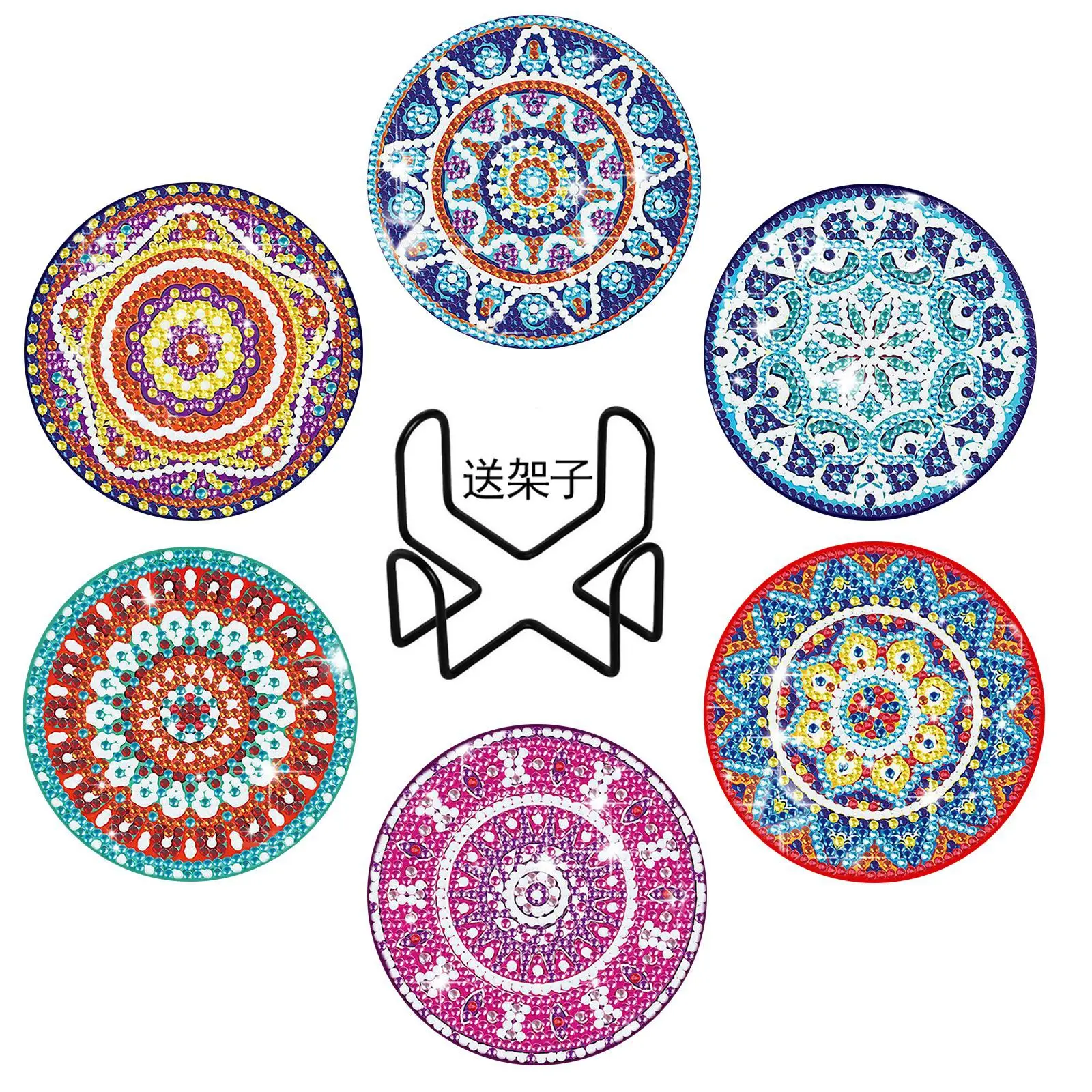 

Kids Adult DIY Diamond Painting Coaster Set Rhinestone Mosaic Cup Mat Handmade Educational Craft Home Ornament