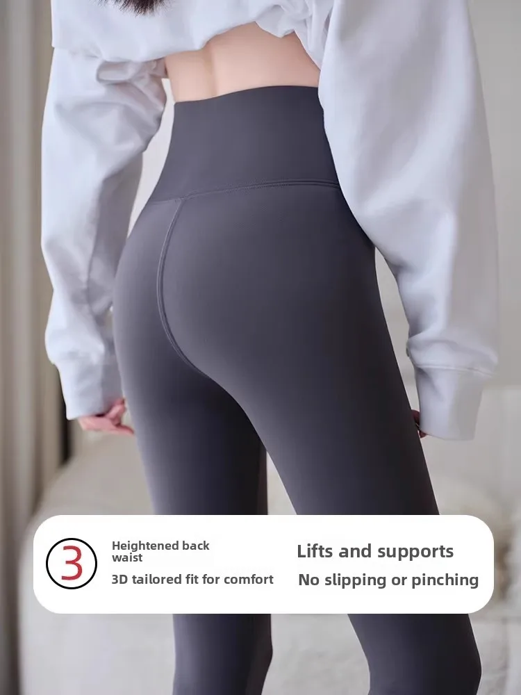 Fce feminino forrado arca pele calças de yoga cintura alta thi calças de algodão quente barriga emagrecimento bunda levantamento outerwear