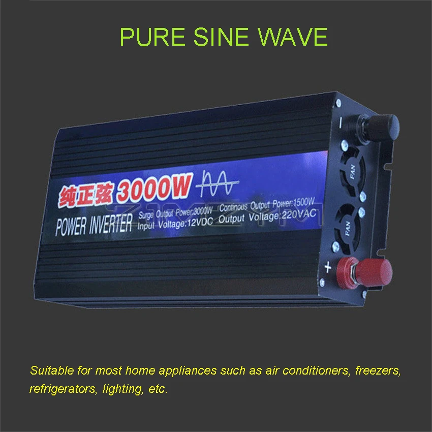 Pure sine wave inverter DC 12V 24V 48V 60V to AC 220V 50HZ 110V 60HZ car home 3000W 4000W converter with Dual digital display