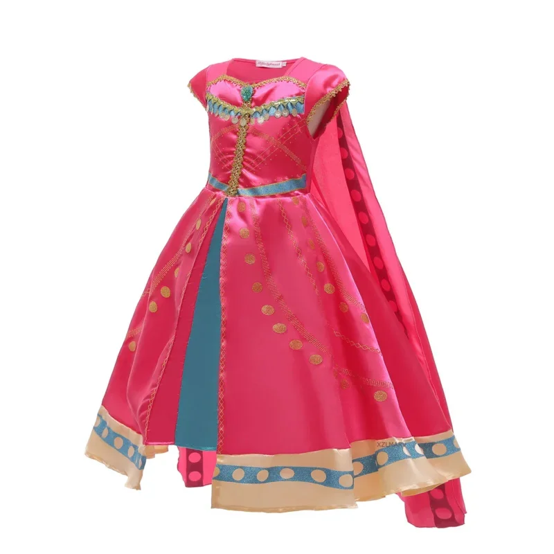 Kids Jasmine Dress Aladdin Princess Magic Lamp Girls Birthday Party Cosplay Costume Carnival Clothing Children Jasmine Dresses F