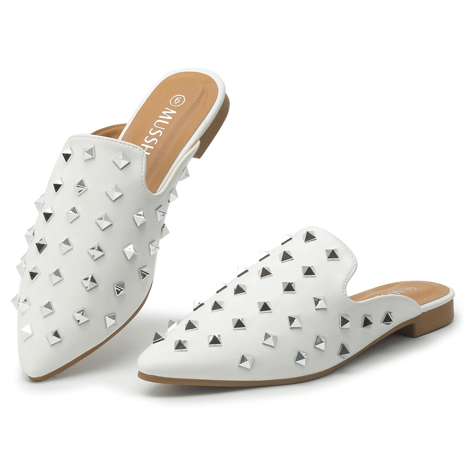 Mules for Women Flats Comfortable Pointed Toe Women Mules Comfortable Slip on Women Mules Flats Shoes Backless Loafers Low Heel