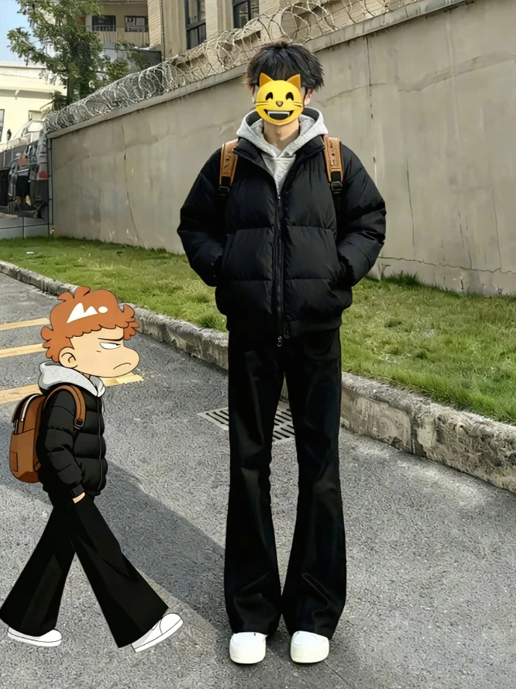 

Мужские джинсы Cleanfit с высокой талией, прямым кроем, на подкладке, осенне-зимние, облегающие, в американском стиле, Bell Bot