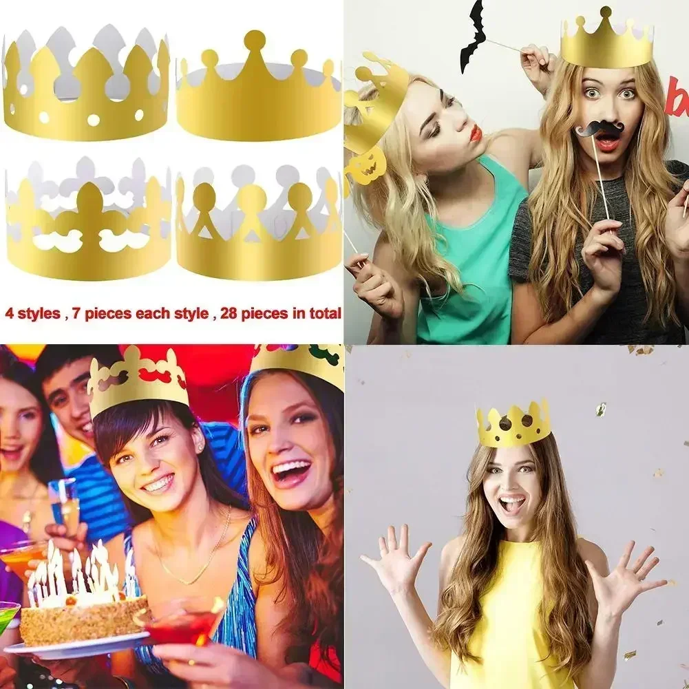 قبعات حفلات تاج الملك تيجان ورقية ذهبية للأطفال والكبار قبعات حفلات تاج الملك 20 قطعة للاحتفال بالتويج