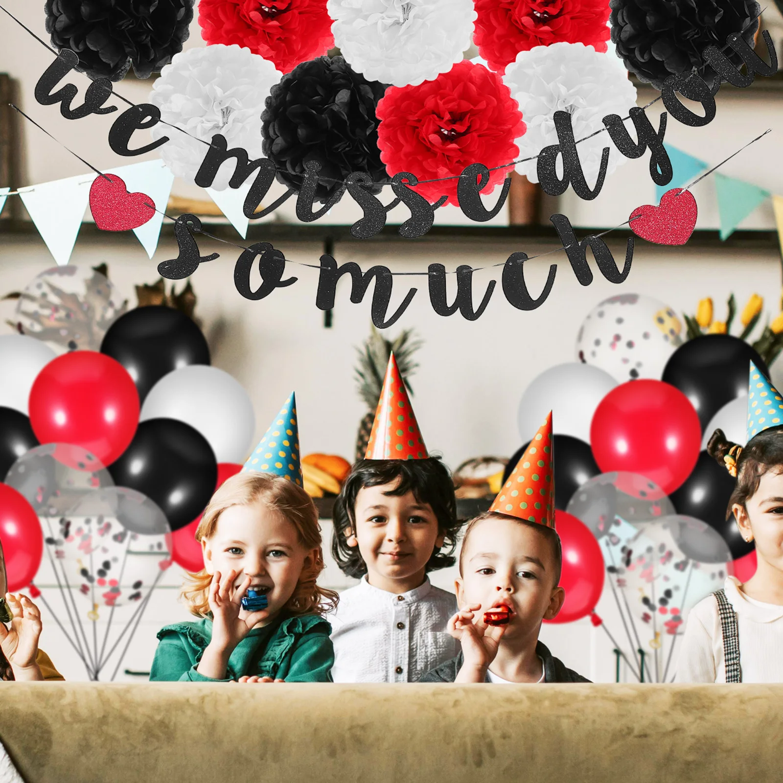 

Welcome Home Decorations White Card Banner Missed You Party Balloons Reusable Safe Elegant Set Birthday Anniversaries