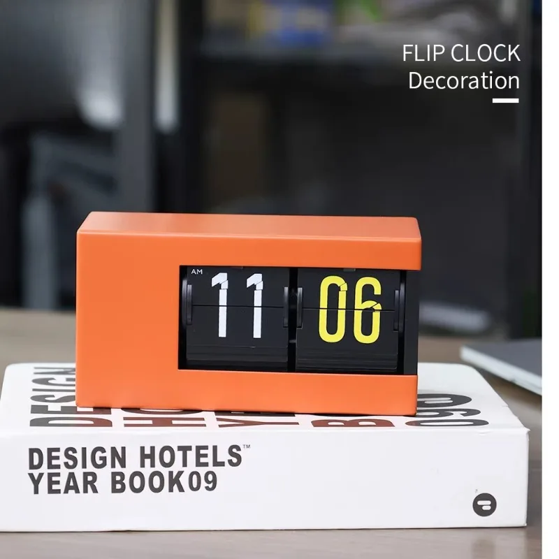 Creative automatic page turning clock Living room desktop bedside electronic clock Simple fashion  trend Seat  with lamp