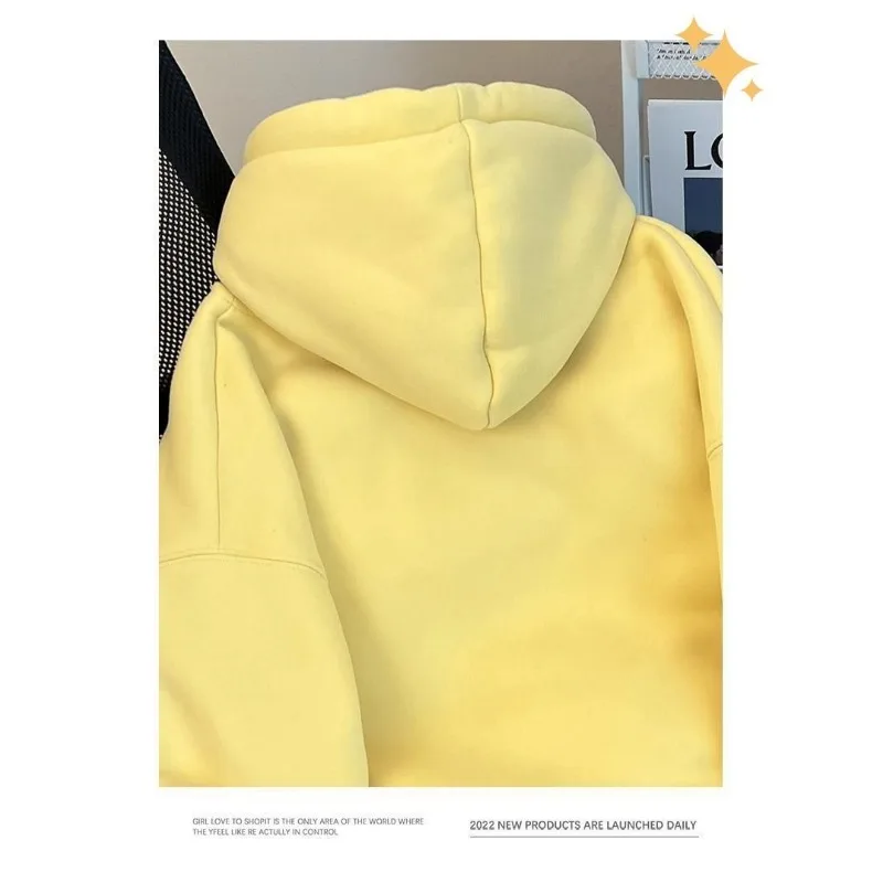 Fluweel verdikt sweatshirt met capuchon en capuchon Herfst en winter Middellange warme effen kleur Veelzijdige top