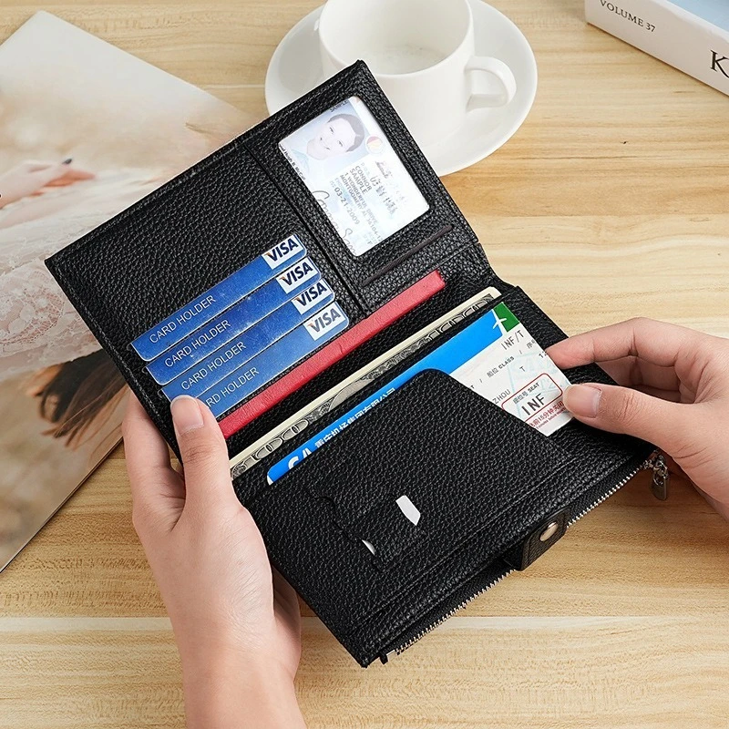 

Ultra Thin Passport Wallet PU Leather Travel Document Bag Women Long Purse Card Holder