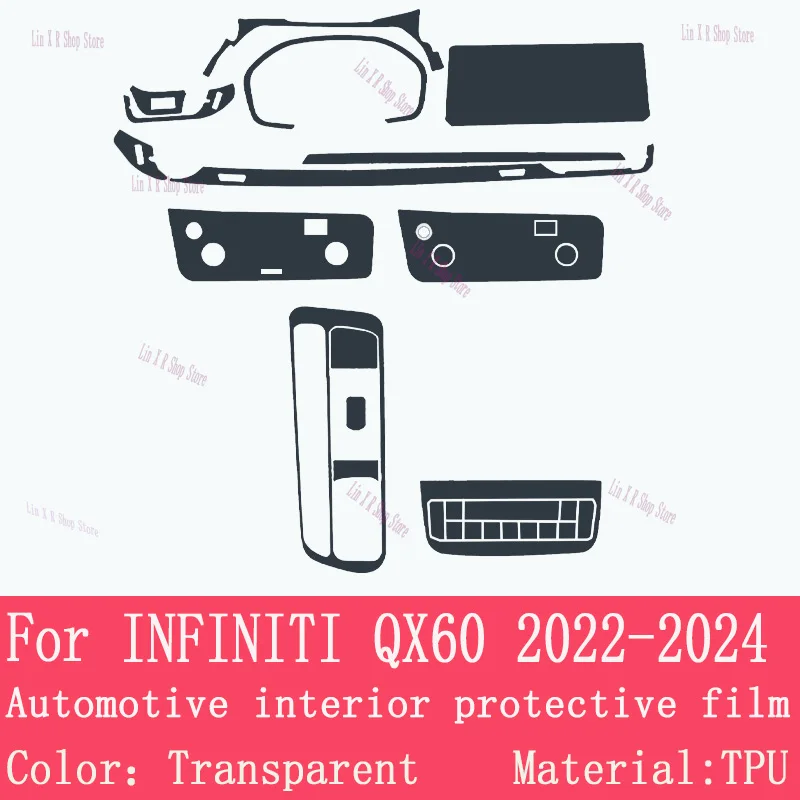 For INFINITI QX60 2022-2024  Gearbox Panel Navigation Screen Automotive Interior TPU Protective Film Cover Anti-Scratch Sticker - Image 3