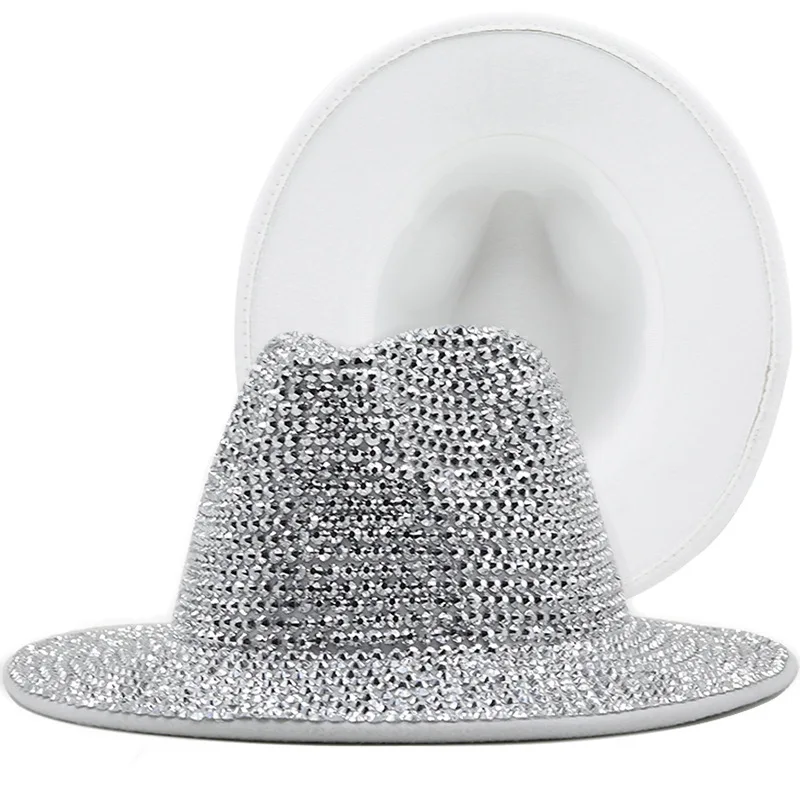 Runde Spitze Strass Perle Fedora handgemachte Strass voller Diamant Hut Männer und Frauen britischen Outdoor hellen Diamant Flash di – Detail 10