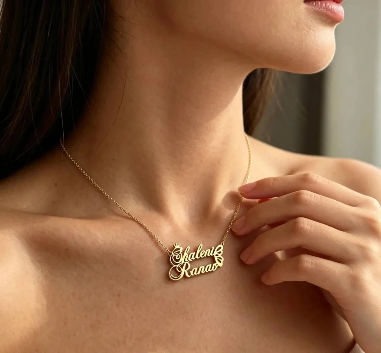 Custom Double Name Necklace Personalized Butterfly Choker Bespoke Cursive Necklaces For Women Men Couple Stainless Steel Jewelry