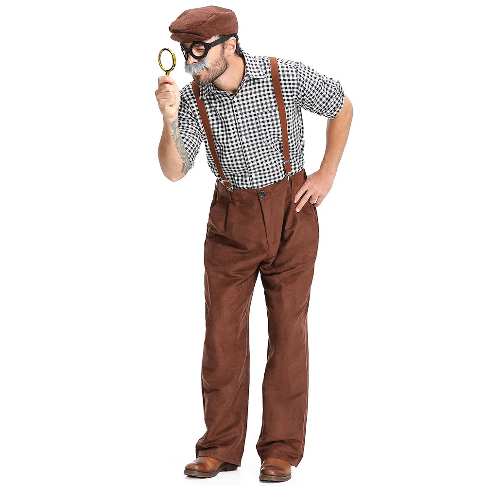 Uomini di stile britannico Halloween nonno pagliaccetti pantaloni costumi adulto vecchio gentiluomo Cosplay carnevale Purim gioco di ruolo spettacolo vestito da partito