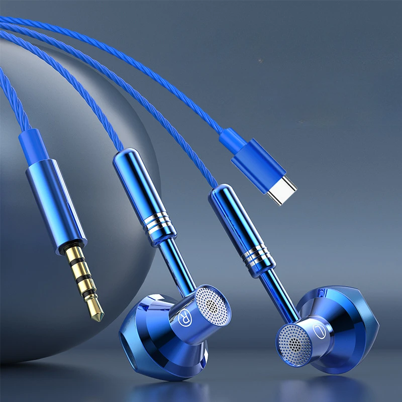 

3.5mm Jack Metal Wired Earphones in-Ear 9D Surround Super Bass Earbuds Headphone with Microphone for Mobile Phone Xiaomi Huawei