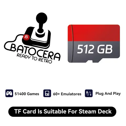 Batocera 39 Game TF Card For Steam Deck/GDP WIN4 Handheld Game Console/PC/MAC 512GB With 51400 Retro Games For PS3/PS1/WII/N64