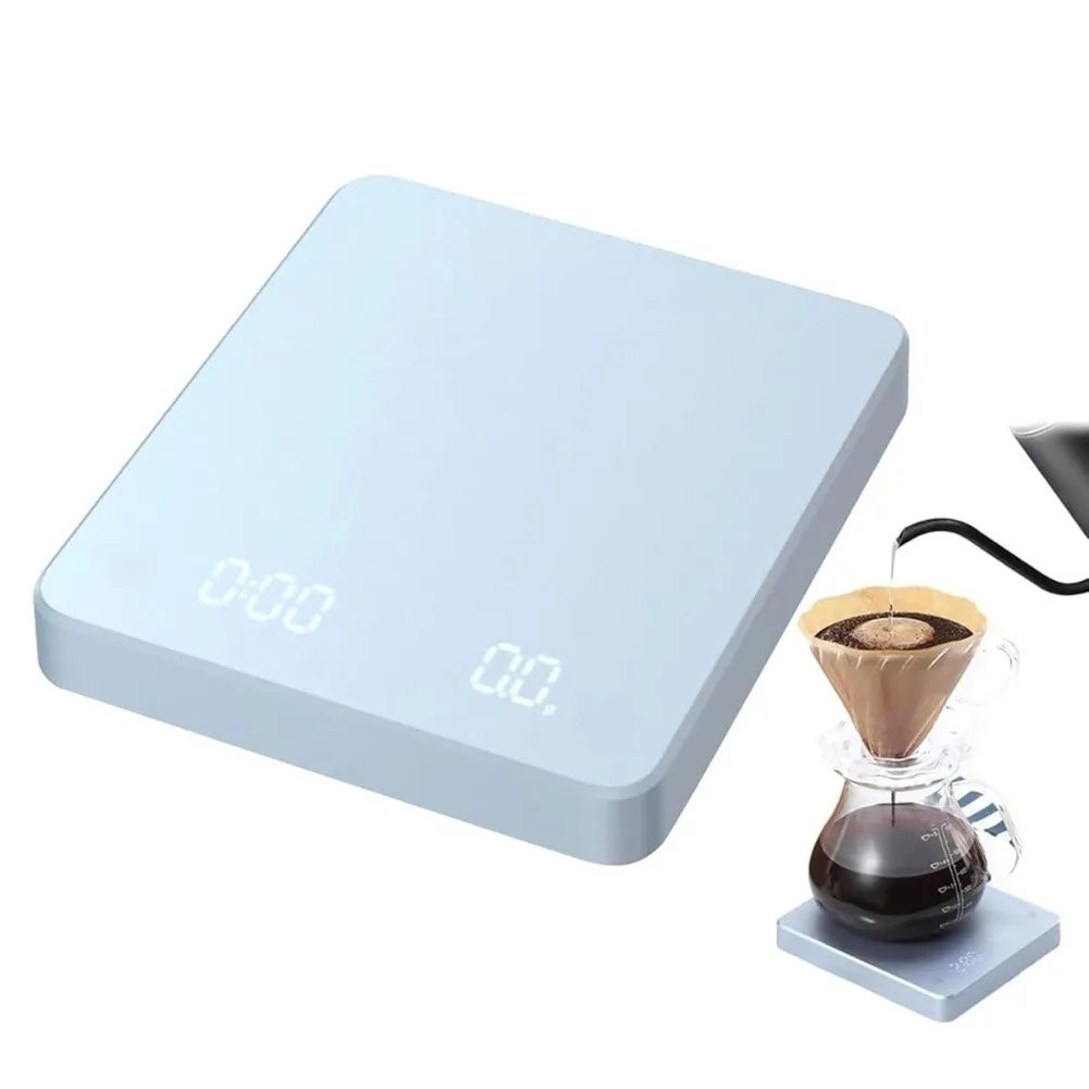 Timer-Equipped Digital Scale for Coffee Brewing LED Readout 1g-3000g Capacity 0.1g Accuracy Heat Resistant PC ABS Materials