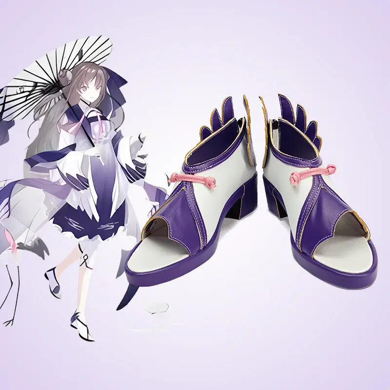 Anime The tale of food Young Master of Kuangsang Cosplay Shoes Purple High Heels Short PU Leather Boots For Halloween Carnival