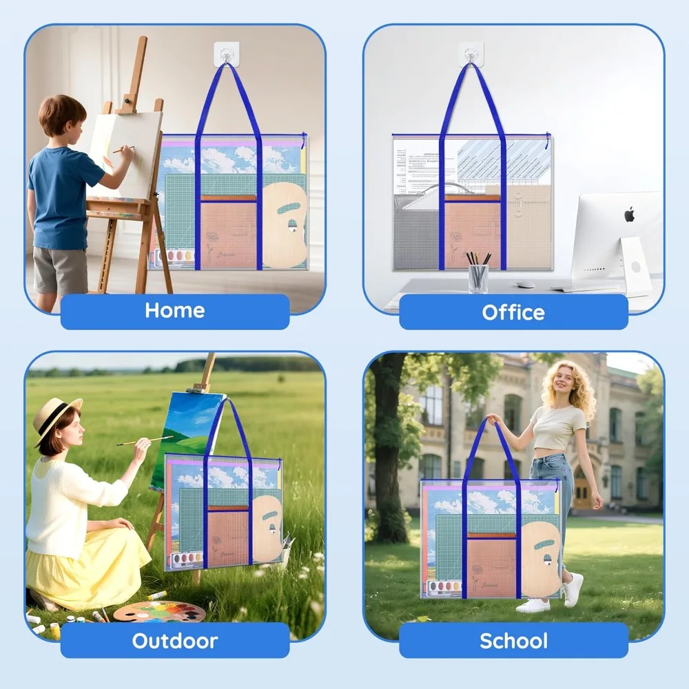 ZKOO บอร์ดข่าวสารที่เก็บโปสเตอร์, แผนภูมิการจัดเก็บขนาดใหญ่พิเศษกระเป๋าผลงานศิลปะ 30 x 25 นิ้ว, องค์กรแผ่นบอร์ดข่าว