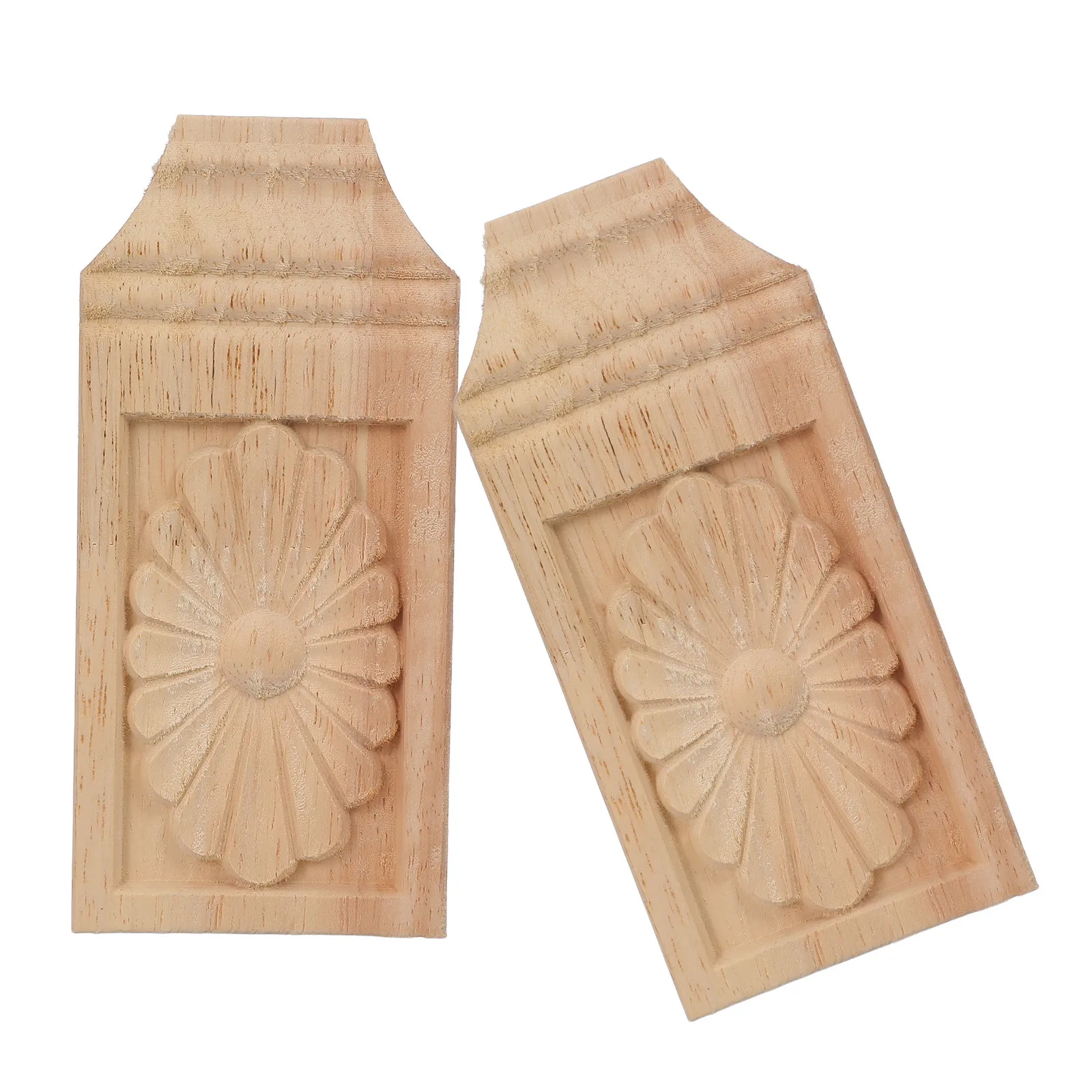2Pcs Hand-Carved Wood Corbels Solid Wooden Furniture Corbel Brackets Decorative Trim for Cabinets Doors Wardrobes Rustic