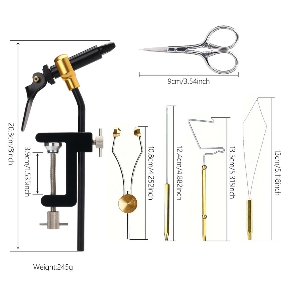 For Fly Fishing Tying Kit 20 Piece High Strength Metal Tools for Lure Making Includes 8# and 12# Hooks 140D Thread 100 yds