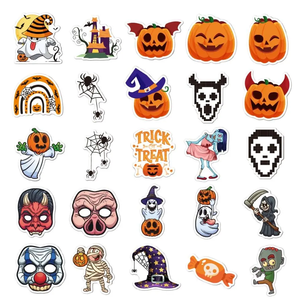 Mixed Decorative Decals Halloween Stickers Party Decor Fesitival Toys DIY Pumpkin Stickers Waterproof Aesthetic Albums